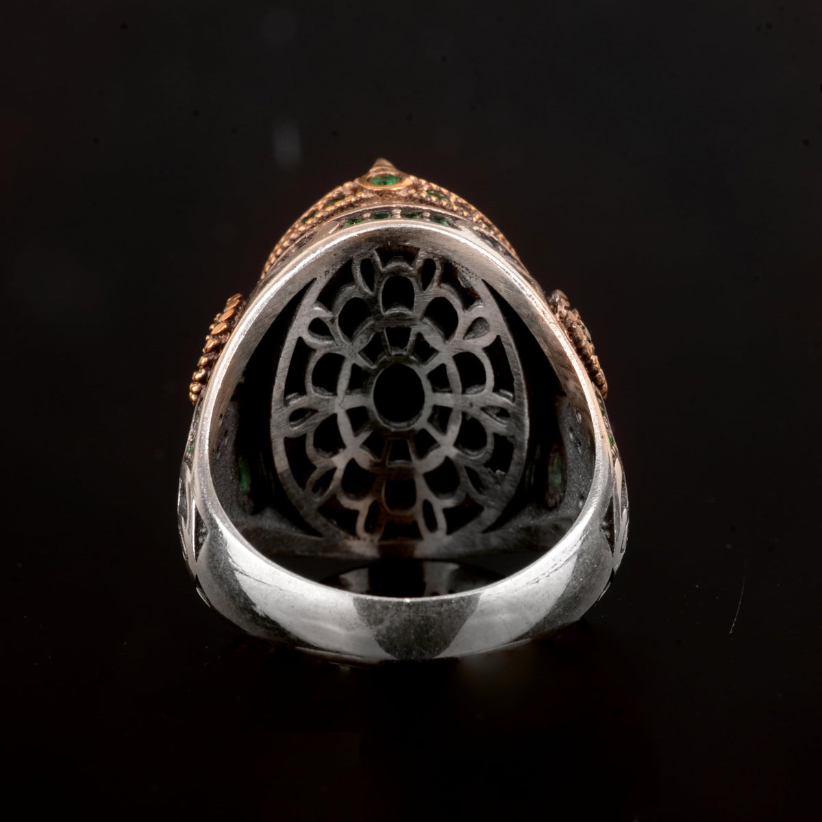Natural Pyrite Stone Ring - Minimalist Silver Men's Ring — 6