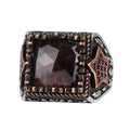 KAMBO Natural Stone Men's Ring – Star Motif 925 Sterling Silver Square Cut Ring (Sapphire)