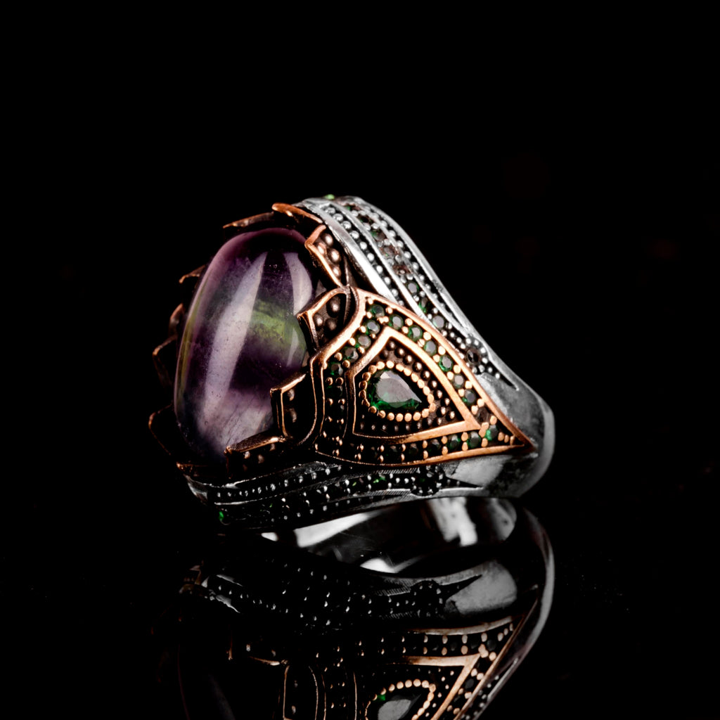 Natural Stone Handmade Ring - 925 Sterling Silver (Fluorite) — 3