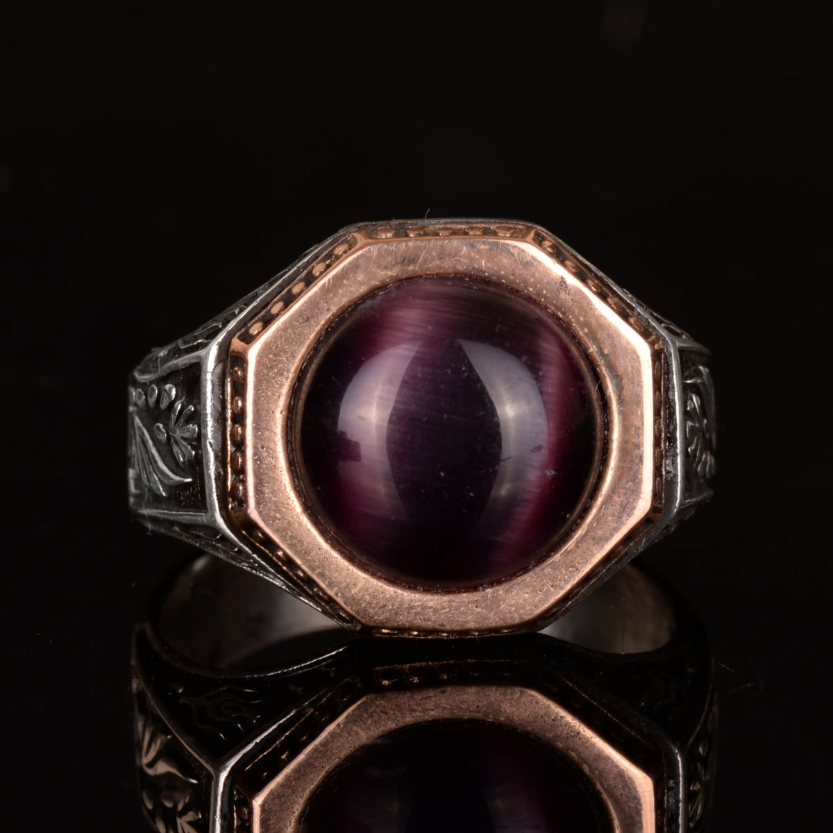 Men's 925 Sterling Silver Handcrafted Ring, Natural Amethyst Gemstone – Byzantine Empire Design — 2
