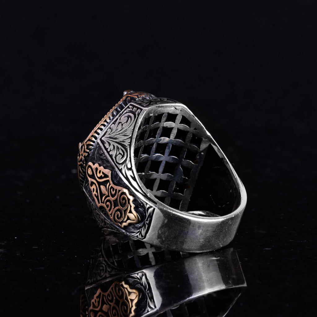 Natural Mossy Agate Stone Ring - 925 Sterling Silver Men's Ring — 6