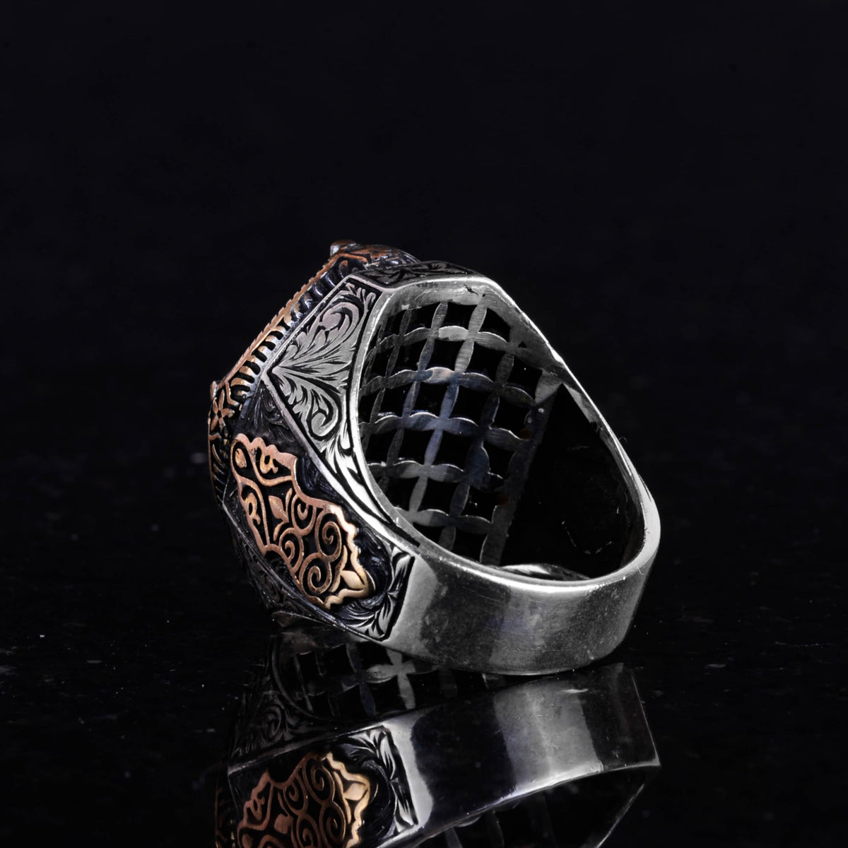 Natural Mossy Agate Stone Ring - 925 Sterling Silver Men's Ring — 6