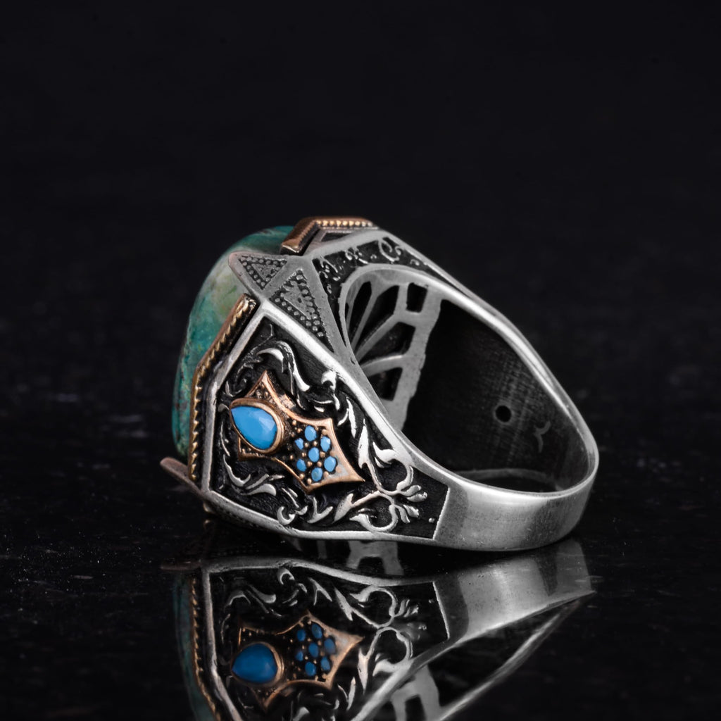 Natural Stone Ring - Handmade Ring - 925 Sterling Silver Ring — 7