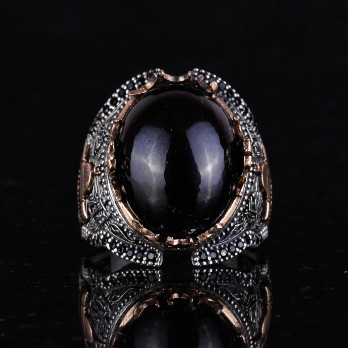 Silver Natural Cabochon Garnet Stone Ring, 925 Sterling Silver Ring, Unique Ring — 4