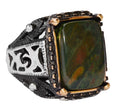 KAMBO Natural Bloodstone Handcrafted Ring, 925 Sterling Silver Men's Ring, Solid Silver Men's Ring