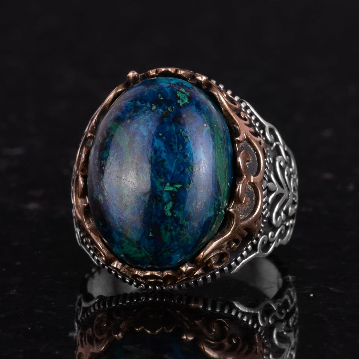 Natural Stone Handmade Ring - 925 Sterling Silver Ring (Azurite) — 6