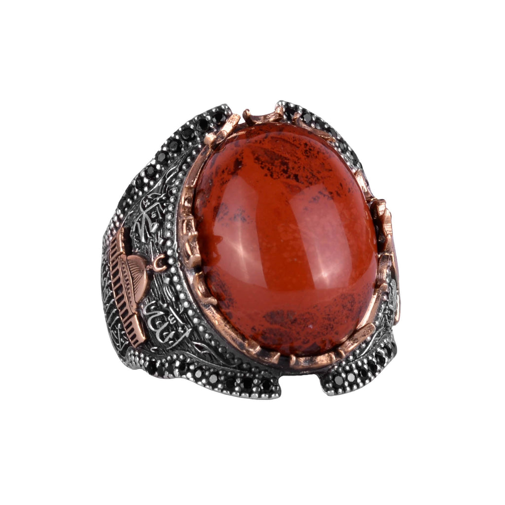 Natural Red Bloodstone Silver Ring