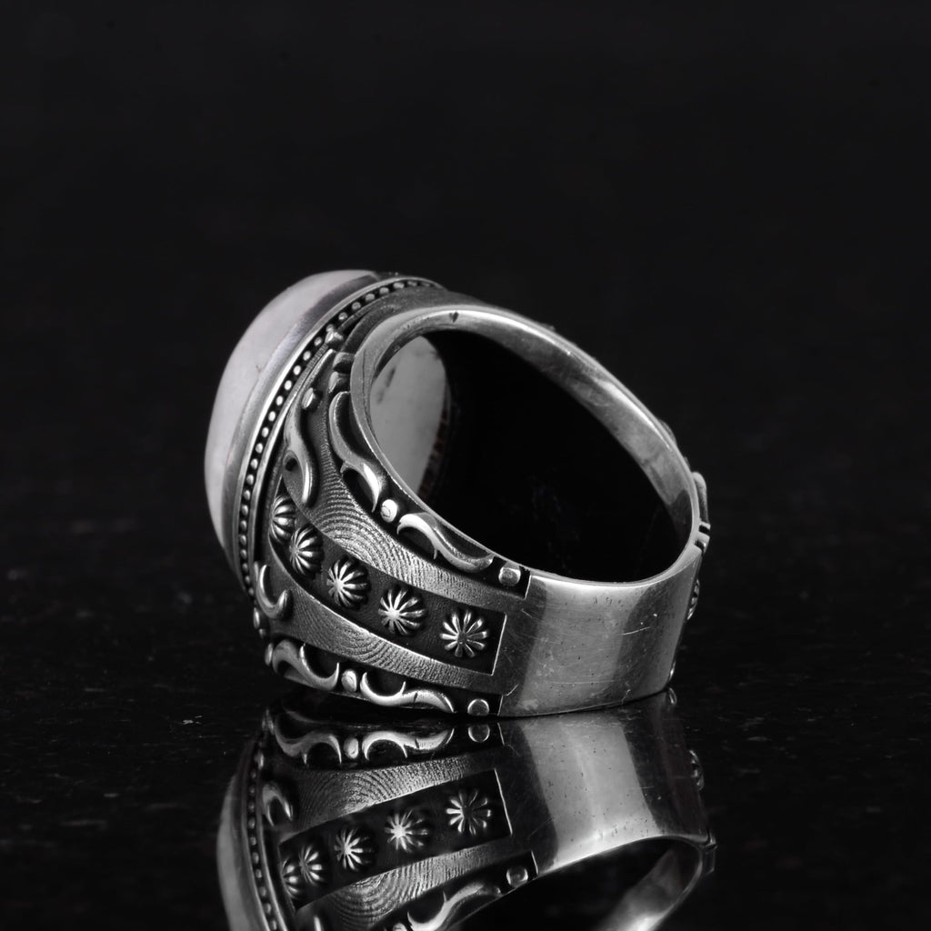 Natural Moonstone Ring, 925 Sterling Silver Men's Ring - Handcrafted Design Ring — 5