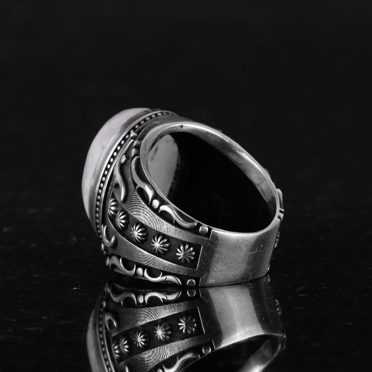 Natural Moonstone Ring, 925 Sterling Silver Men's Ring - Handcrafted Design Ring — 5