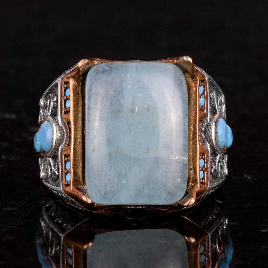 Natural Aquamarine Stone Ring - 925 Sterling Silver Ring — 4