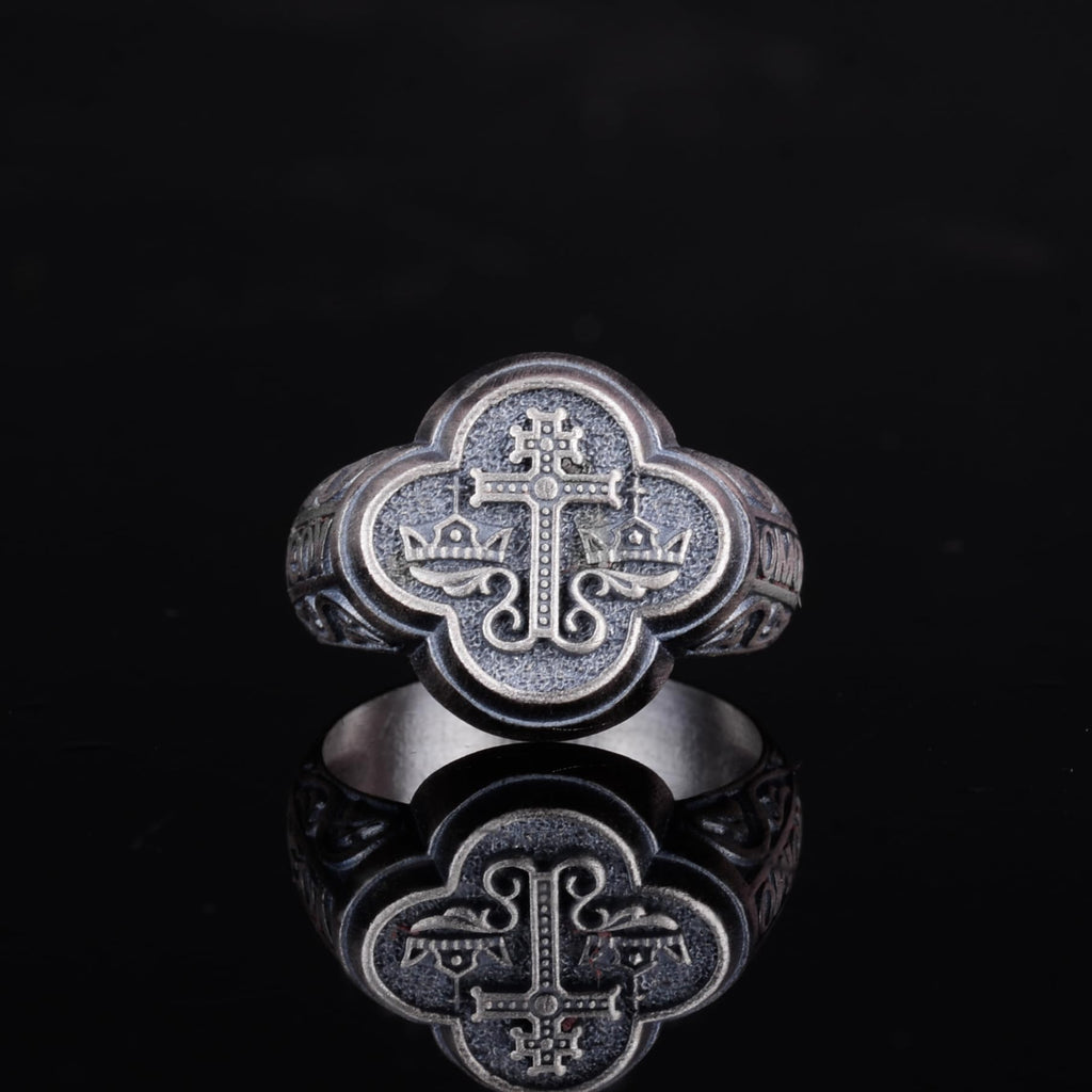 KAMBO 925 Sterling Silver Cross and Crown Ring – Handmade Religious Men's Ring – Christian Symbol Statement Jewelry — 4