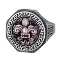 925 Sterling Silver Ring - Greek Key Design Men's Ring - Handmade Ring (Fleur-de-Lis)