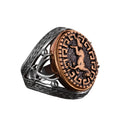 925 Sterling Silver Ring - Antique Ring with Horse Motif - Sword Ring - Silver Turquoise Stone Men's Ring - Vintage Style, Handmade Jewelry