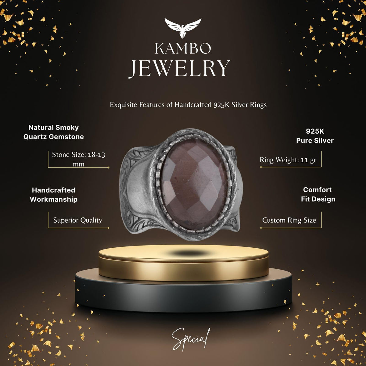 Natural Stone Ring (Smoky Quartz) — 5