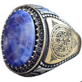 Natural Sapphire Men's Ring - 925 Sterling Silver