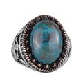 Natural Chrysocolla Stone Handmade Eagle Ring - 925 Sterling Silver