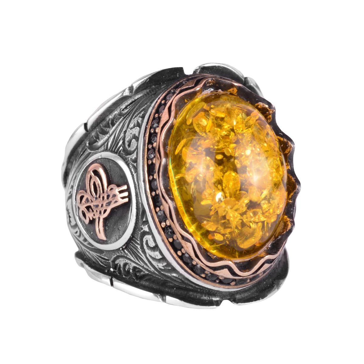 925 Sterling Silver Men's Ring, Ottoman Tughra Silver Ring