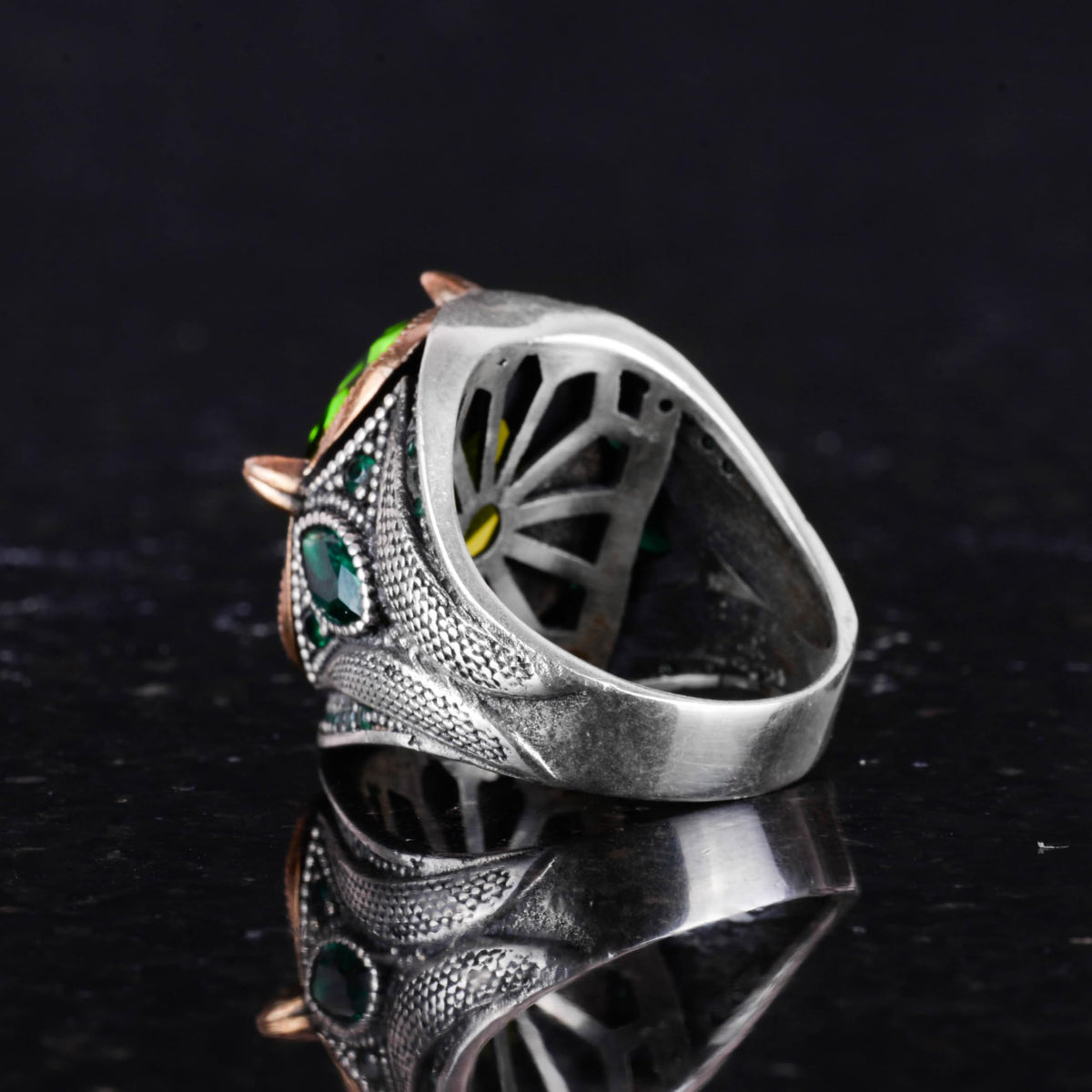 KAMBO Peridot Stone Ring - 925 Sterling Silver - Handmade Men's Ring — 7