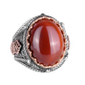 Natural Stone Silver Ring - Handmade Men's Jewelry
