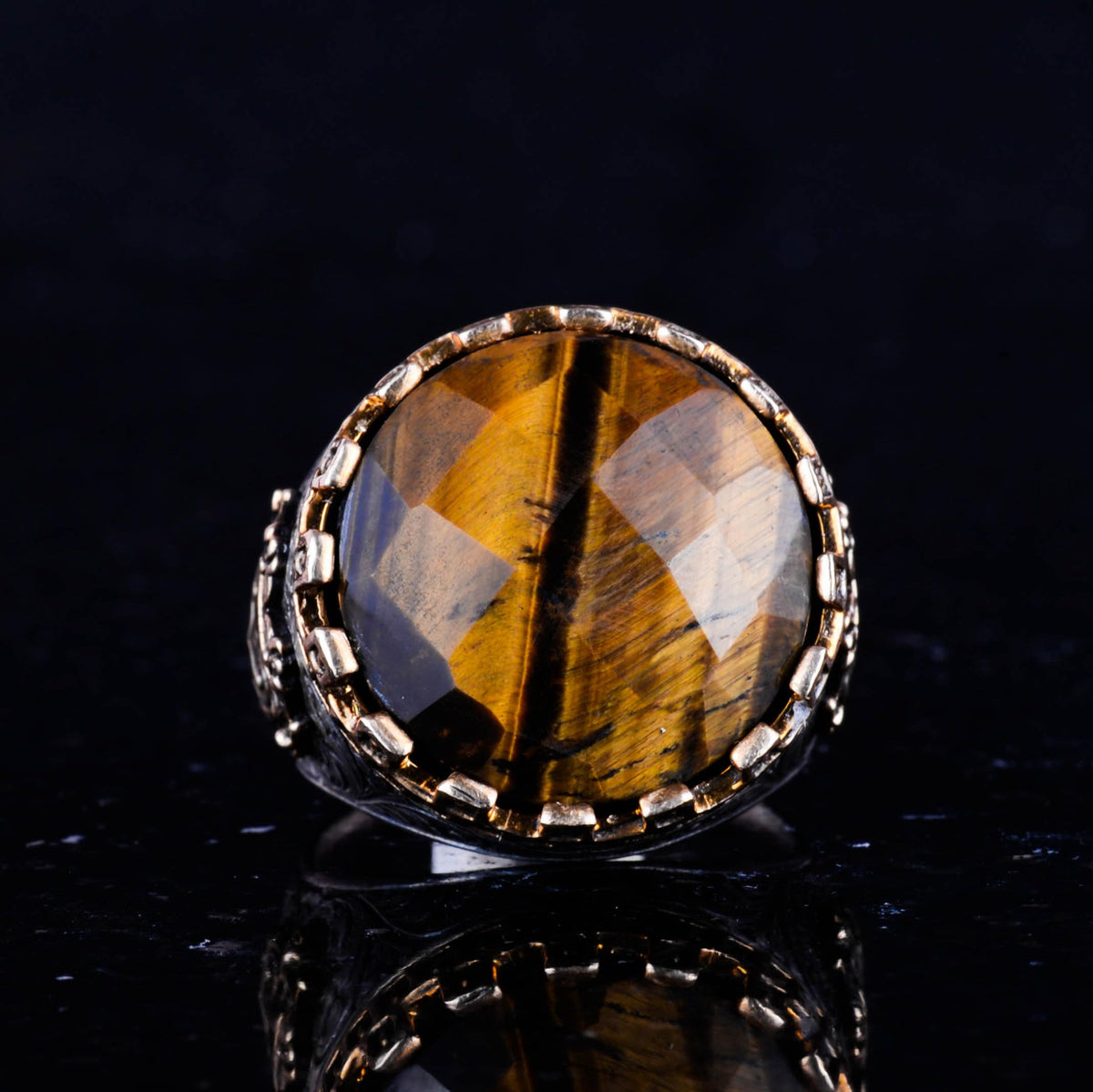 Natural Stone Ring - Handcrafted King Ring - 925 Sterling Silver — 4
