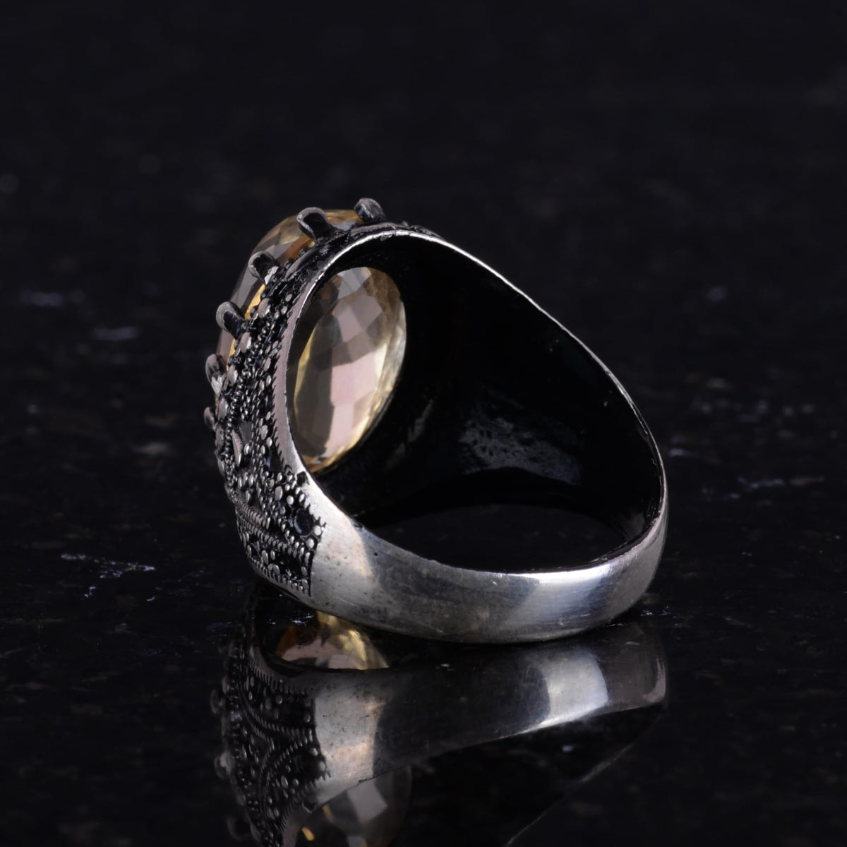 KAMBO Natural Citrine Gemstone Ring - 925 Sterling Silver Vintage Design — 7