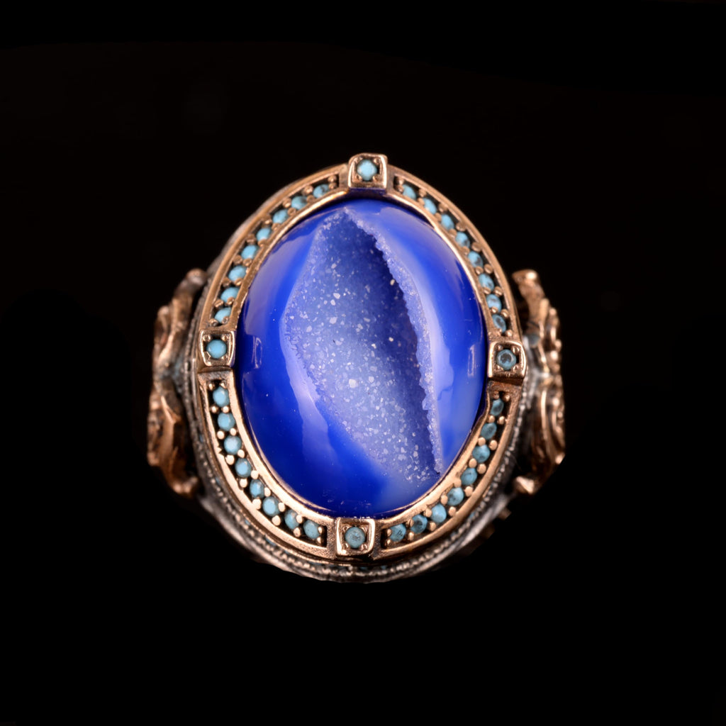 Natural Drusy Crystal Quartz Stone Ring - 925 Sterling Silver — 4