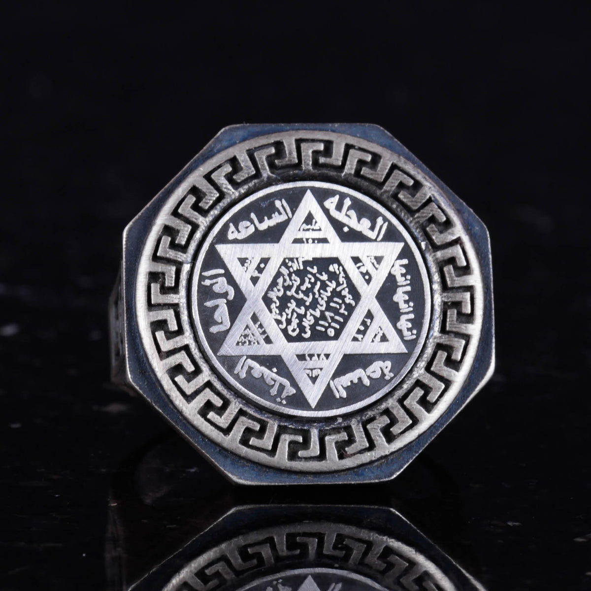 Seal of Solomon 925 Sterling Silver Ring - Greek Key Design Men's Ring - Handmade Ring — 4