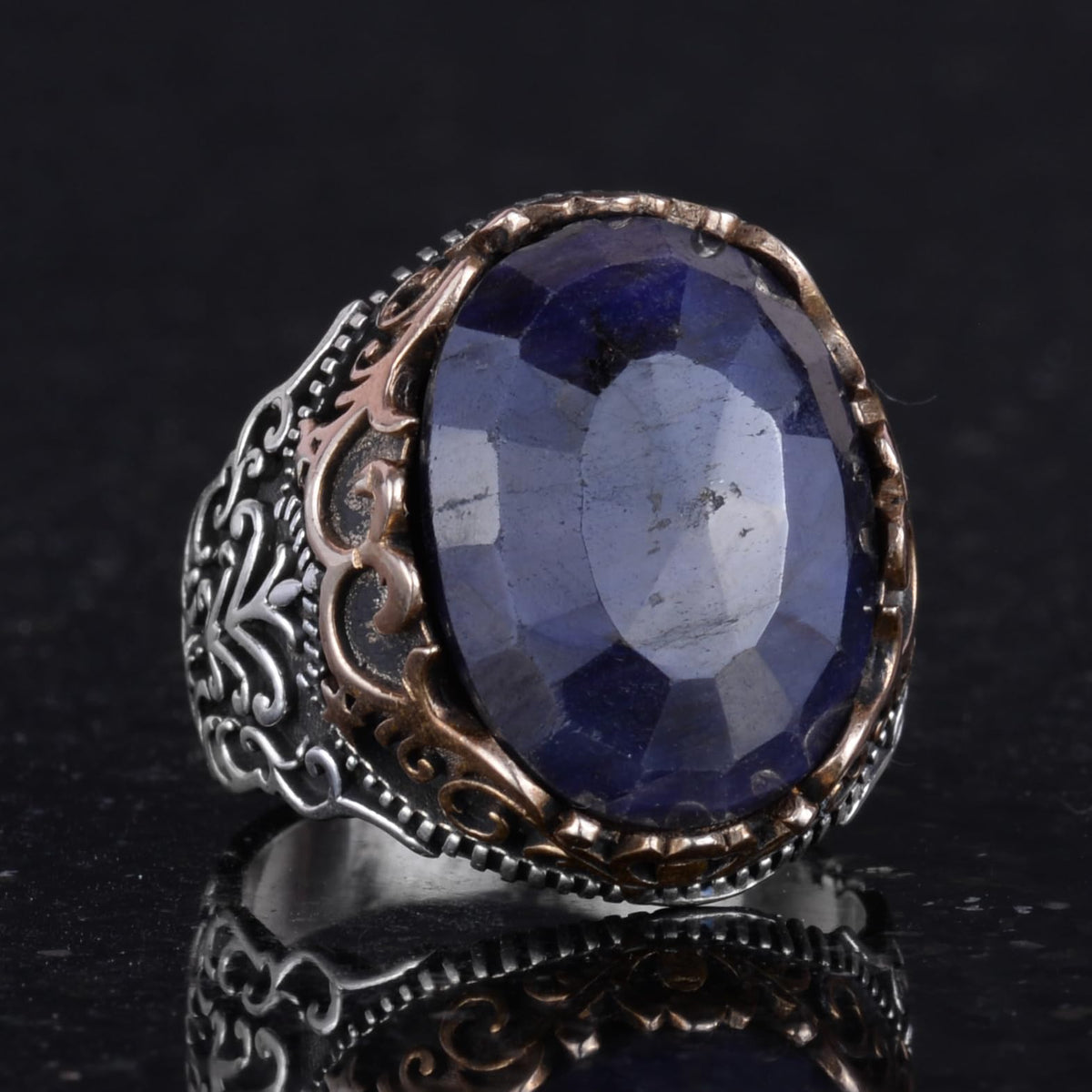 Natural Blue Sapphire Handmade Ring - 925 Sterling Silver — 5