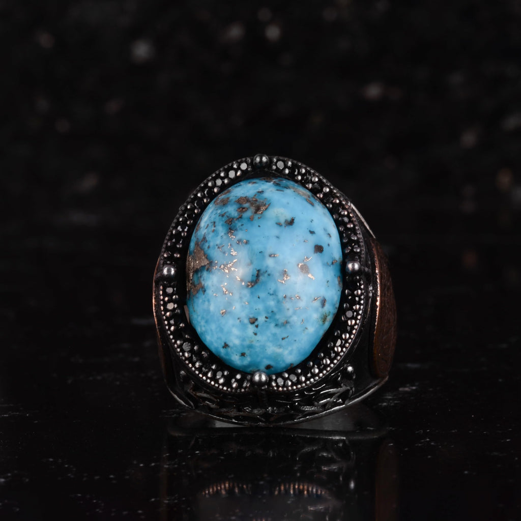 KAMBO Men's Arizona Turquoise Ring – 925 Sterling Silver Star of David Ring – Handmade Turquoise Statement Ring for Men — 4