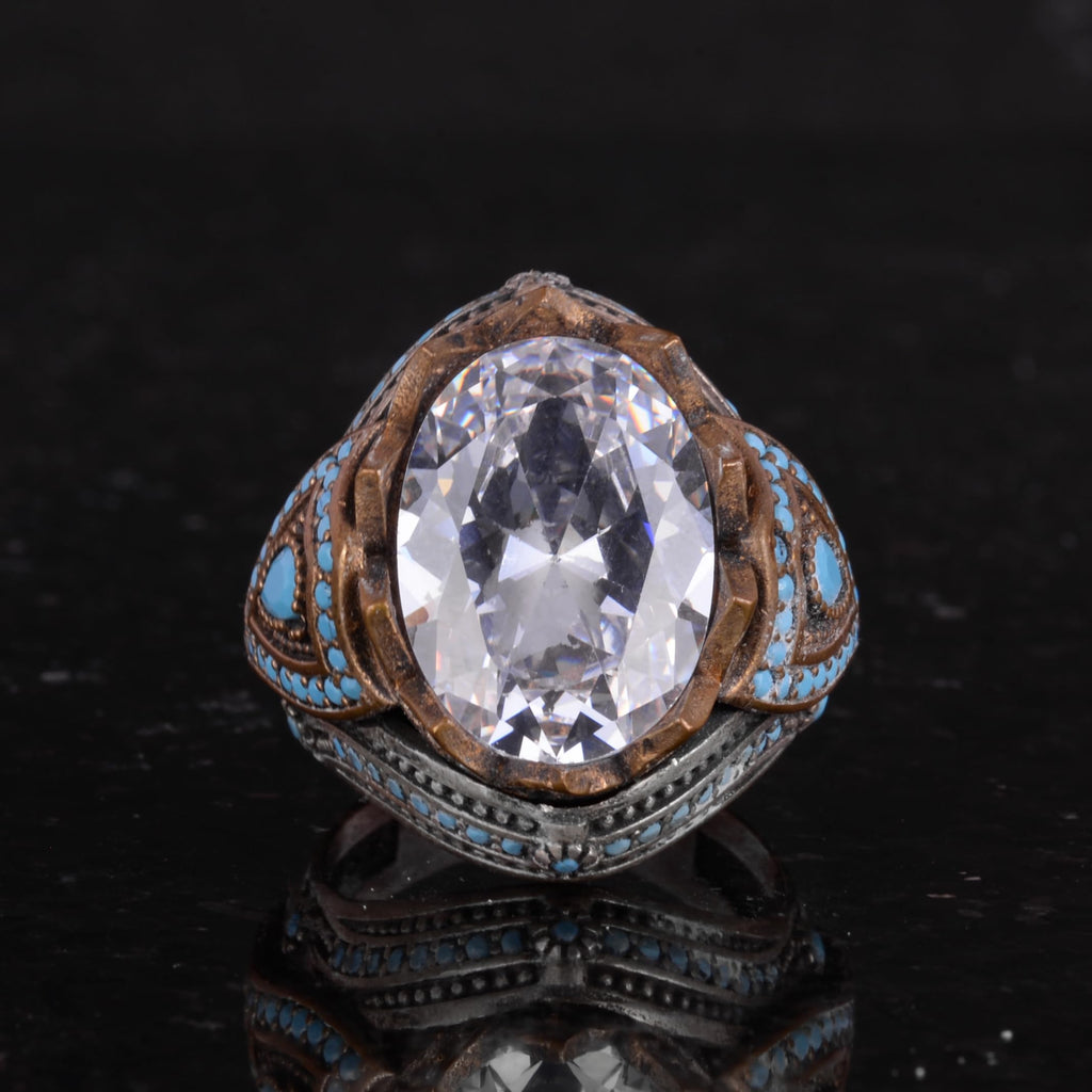 Synthetic Stone Ring - Handmade 925 Sterling Silver Men's Jewelry — 4