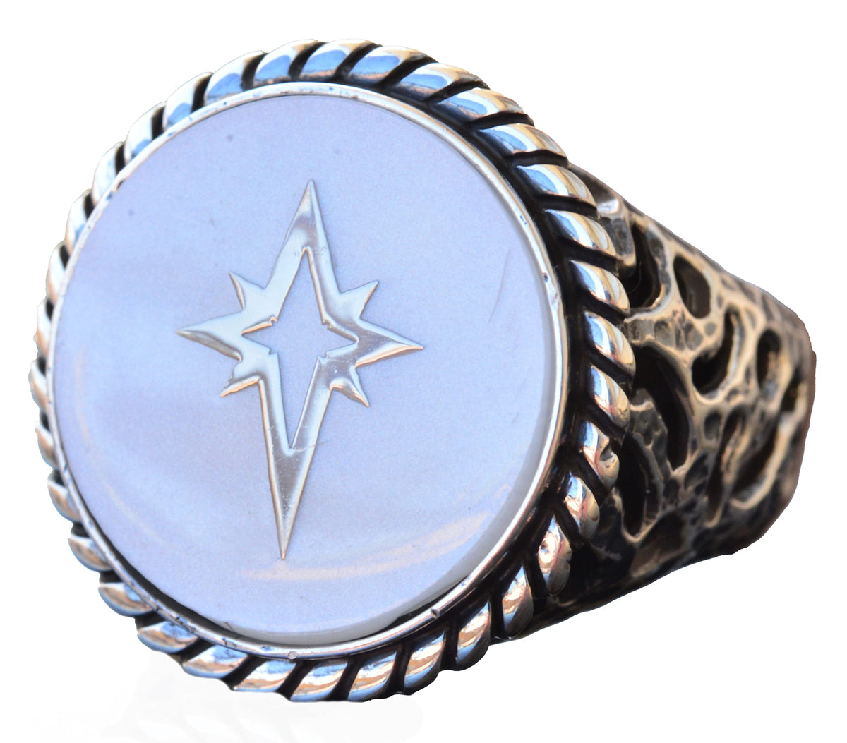 925 Sterling Silver Ring - Signature Men's Ring - Symbols Ring (North Star)