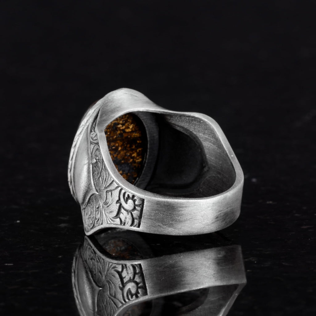 Natural Stone Ring, 925 Sterling Silver Ring, Bronzite — 6