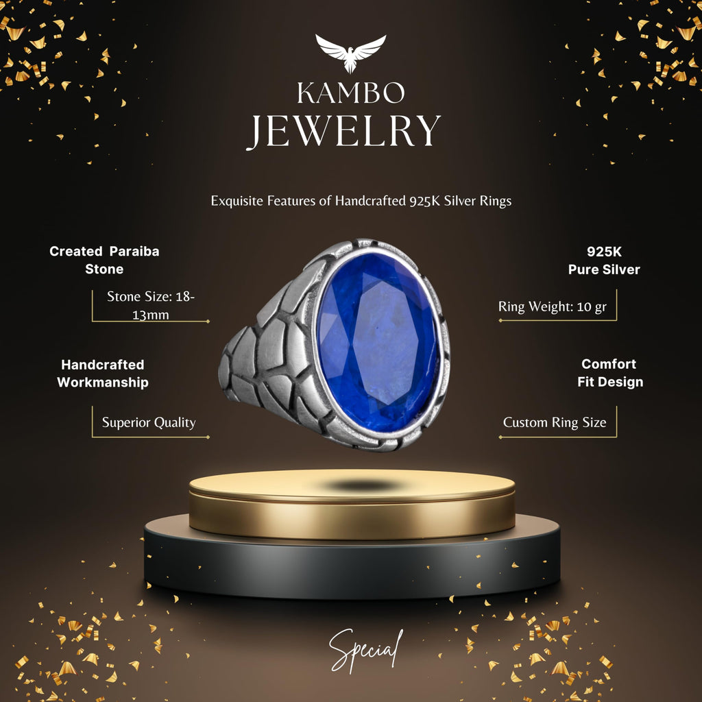 Luxury 925 Sterling Silver Paraiba Stone Ring — 6