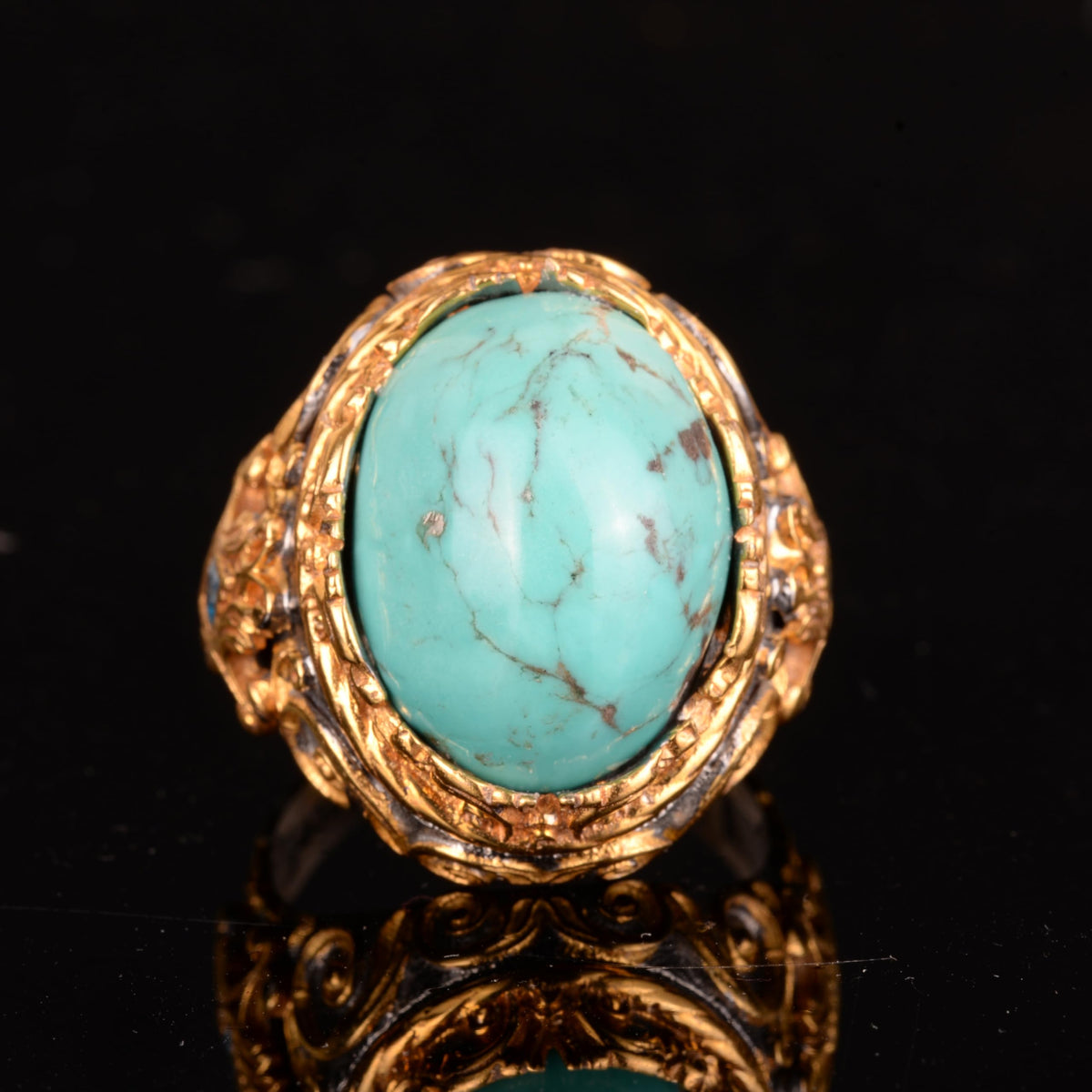 925 Sterling Silver Men's Ring Natural Arizona Turquoise Stone - Bold and Stylish Design, Suitable for Daily Wear and Special Events — 2