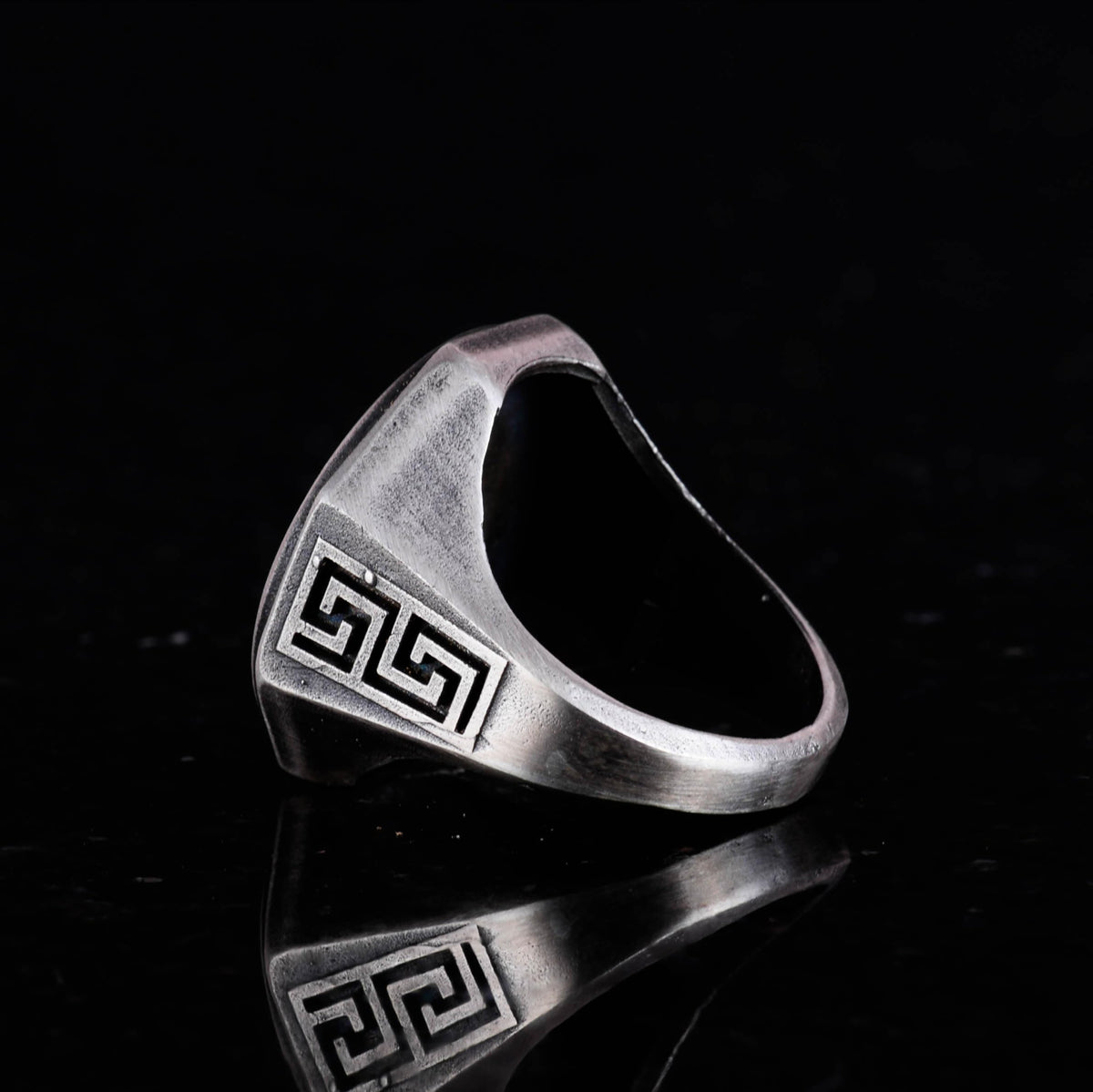 KAMBO 925 Sterling Silver Ring - Greek Key Design Men's Ring - Handmade Unique Ring (Medusa with Snake Hair) — 6