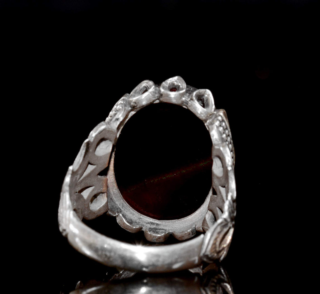 925 Sterling Silver Ring, Islamic Ring, Men's Ring, Natural Agate Stone (Style-1) — 5