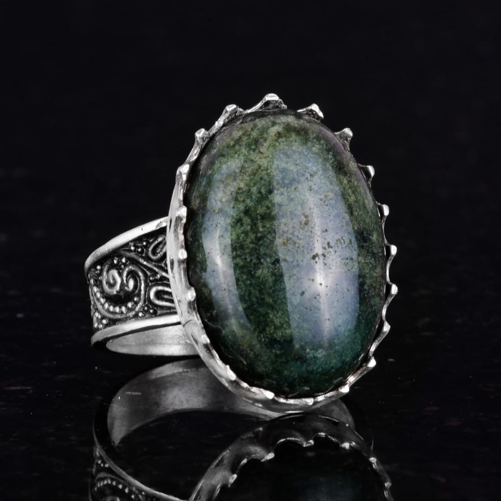 Natural Emerald Stone Ring - 925 Sterling Silver Handmade Ring — 5