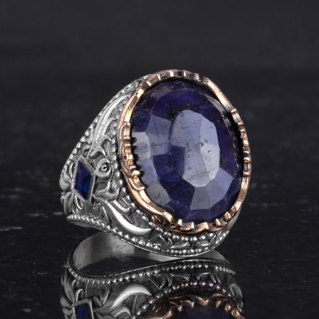 Natural Sapphire Stone Handmade Ring - 925 Sterling Silver — 5