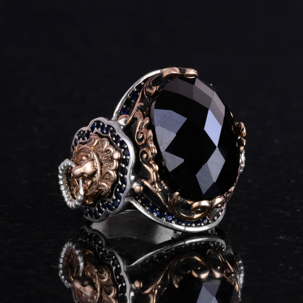 925 Sterling Silver Handmade Lion Head Men's Ring — 4