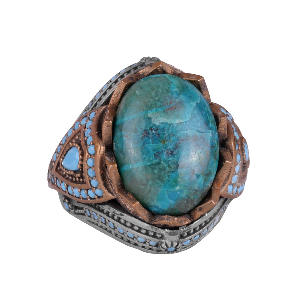 Natural Stone Ring - Handmade 925 Sterling Silver Ring (Azurite)