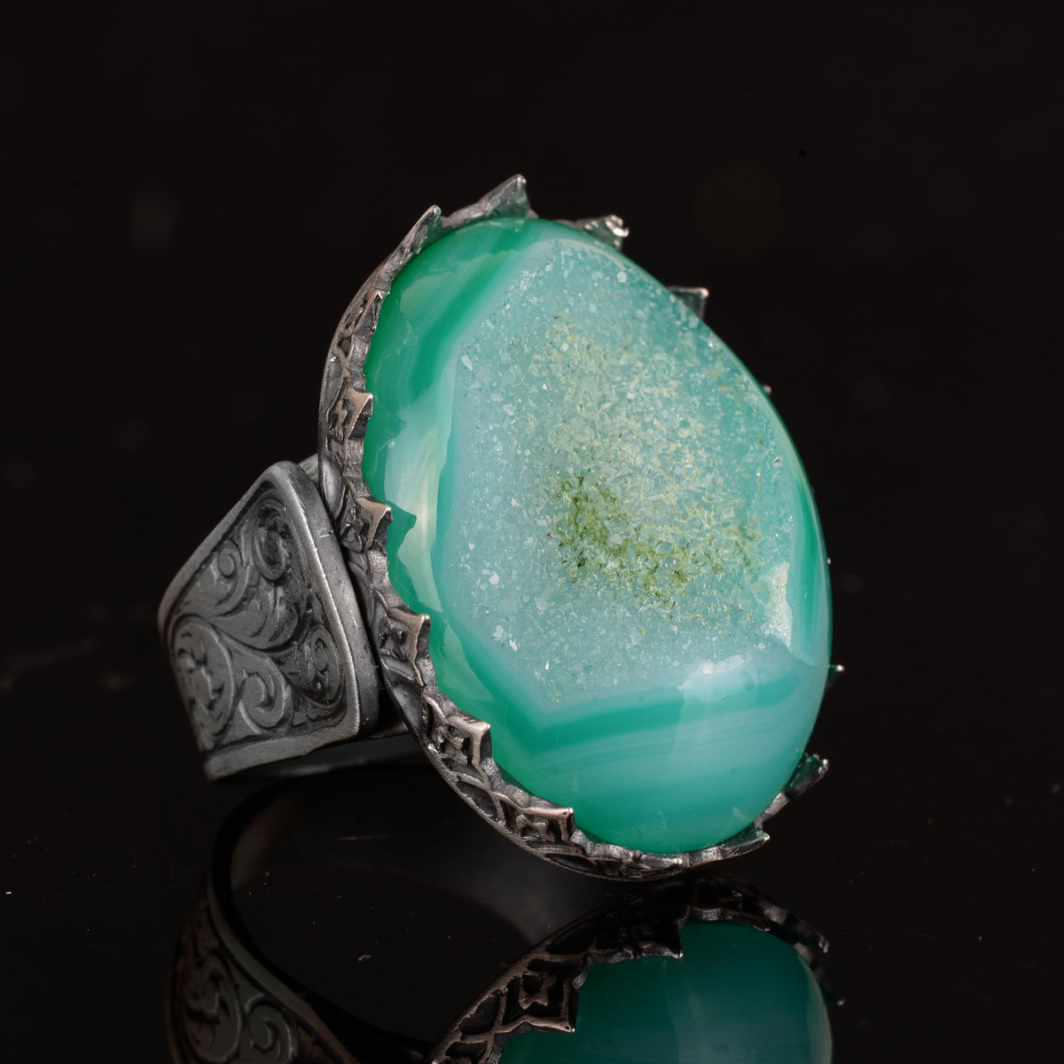 925 Sterling Silver Ring for Natural Druzy Quartz Stone — 4