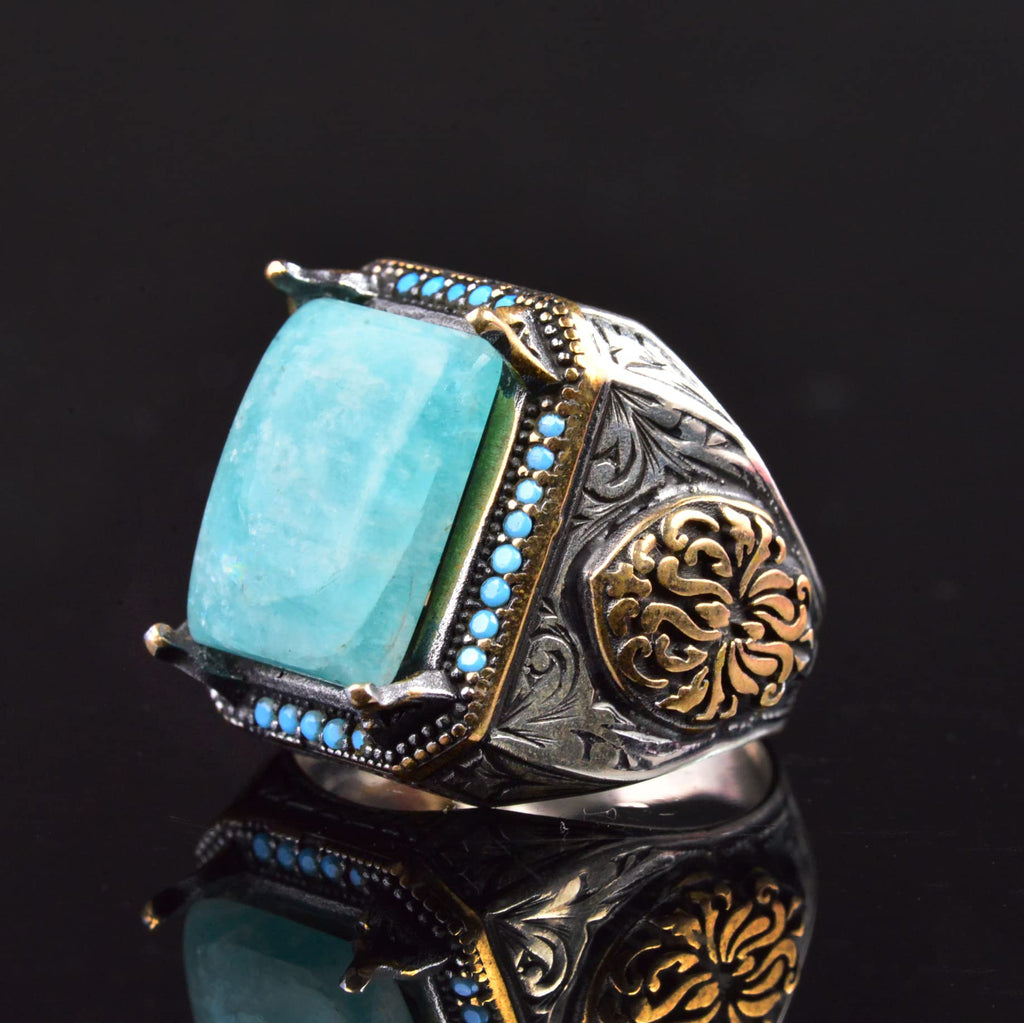 Natural Amazonite Stone Ring, 925 Sterling Silver Ring (Model-2) — 3