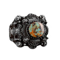 925 Sterling Silver 3D Mosque Ring with Natural Arizona Turquoise Stone