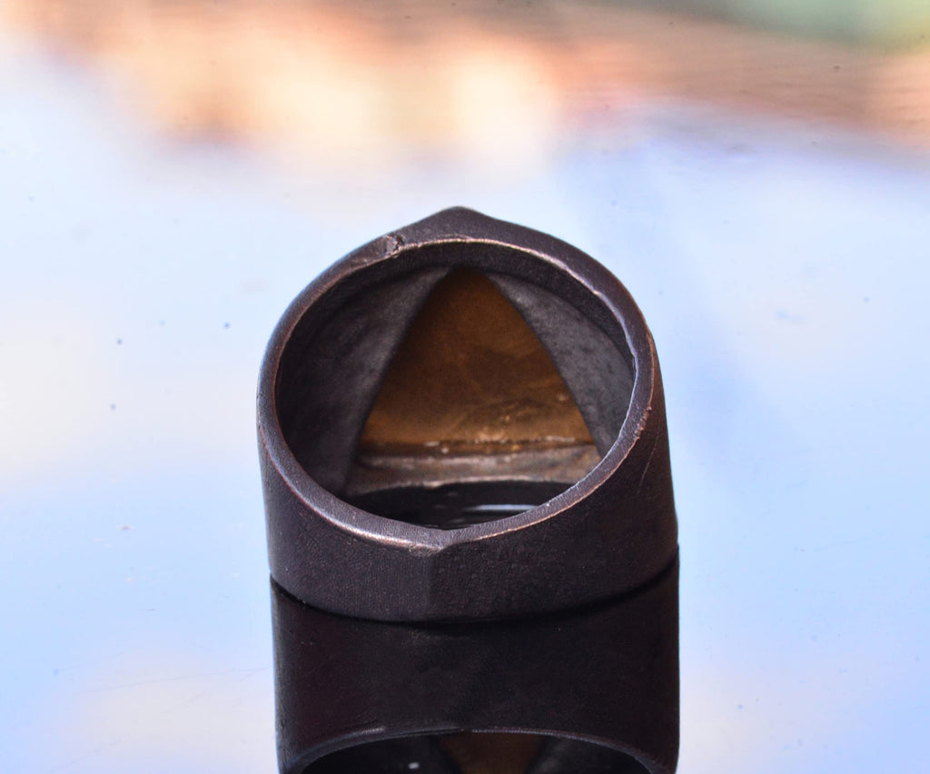 Handcrafted 925 Sterling Silver Men's Ring with Gold-Plated Triangle Eye Symbol