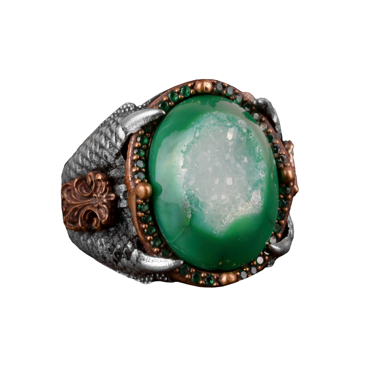 925 Sterling Silver Ring Natural Druzy Quartz Blue