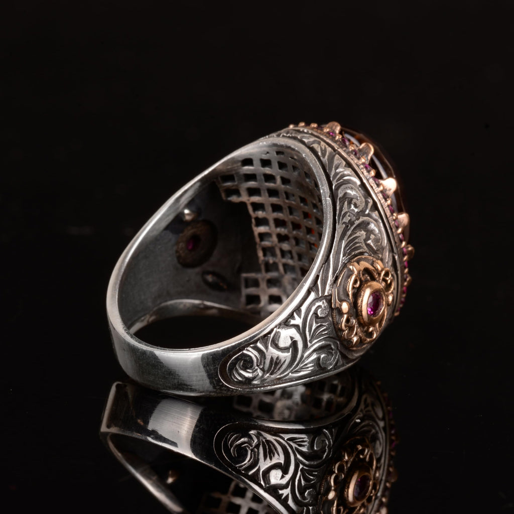 Natural Garnet Stone Ring, 925 Sterling Silver Ring — 5