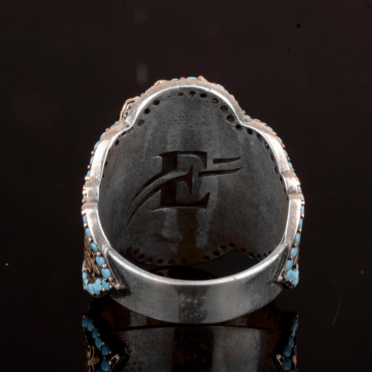 Handmade 925 Sterling Silver Men's Ring - Natural Stone (Sapphire) — 7