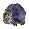 Kaaba Silver Ring, Natural Sodalite Stone Ring