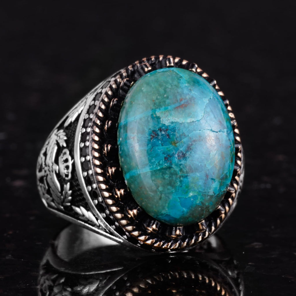 Natural Stone Ring - Handcrafted Eagle Ring - 925 Sterling Silver (Model-4) — 4