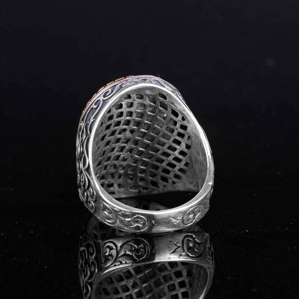 Kambo Handmade Silver Men's Ring - Natural Sapphire — 5